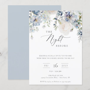 The Night Before Dusty Blue Floral Invitation