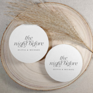 The Night Before Elegant Wedding Rehearsal Dinner Round Paper Coaster
