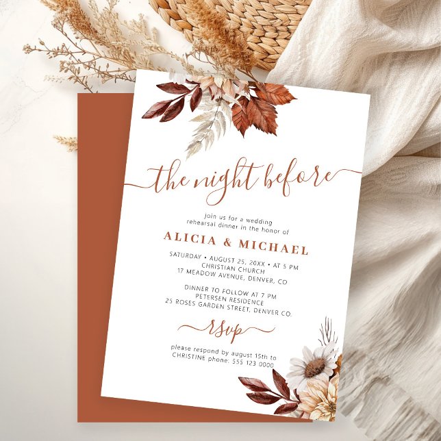 The night before fall wedding rehearsal dinner invitation (Creator Uploaded)