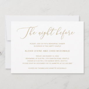 The Night Before Gold Modern Rehearsal Dinner Invitation