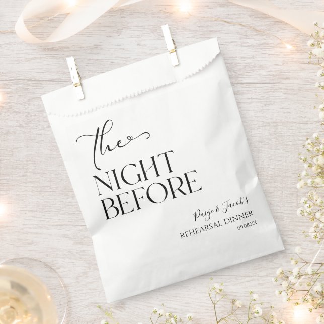 The Night Before Minimal Wedding Rehearsal Dinner Favour Bag (Clipped)