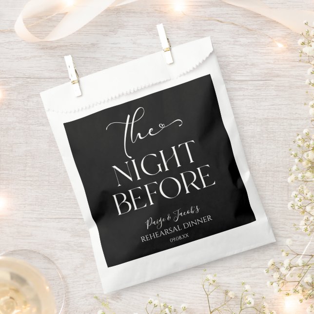 The Night Before Minimal Wedding Rehearsal Dinner Favour Bag (Clipped)