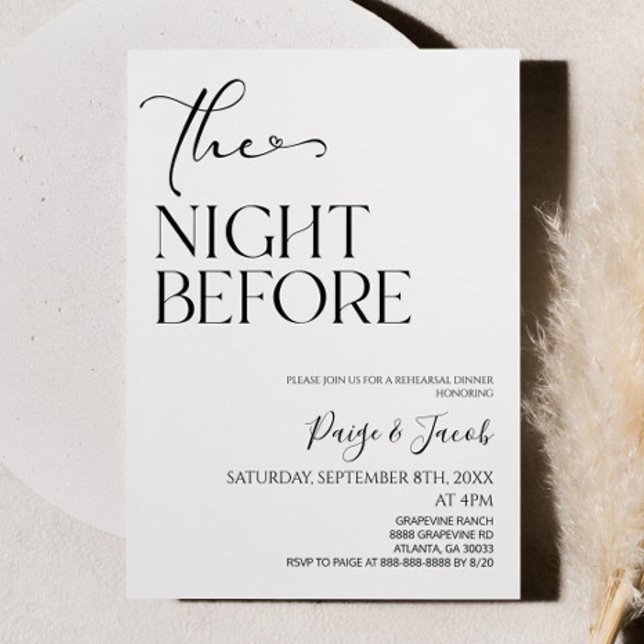 The Night Before Minimal Wedding Rehearsal Dinner Invitation (Creator Uploaded)