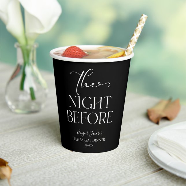 The Night Before Minimal Wedding Rehearsal Dinner Paper Cups (Insitu)