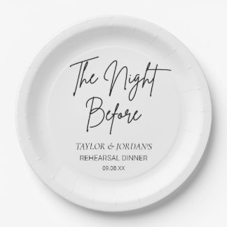 The Night Before Minimalist Rehearsal Dinner Paper Plate