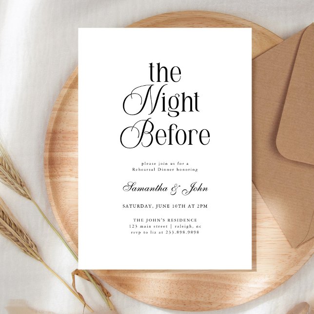The Night Before Modern Elegant  Rehearsal Dinner Invitation (Creator Uploaded)