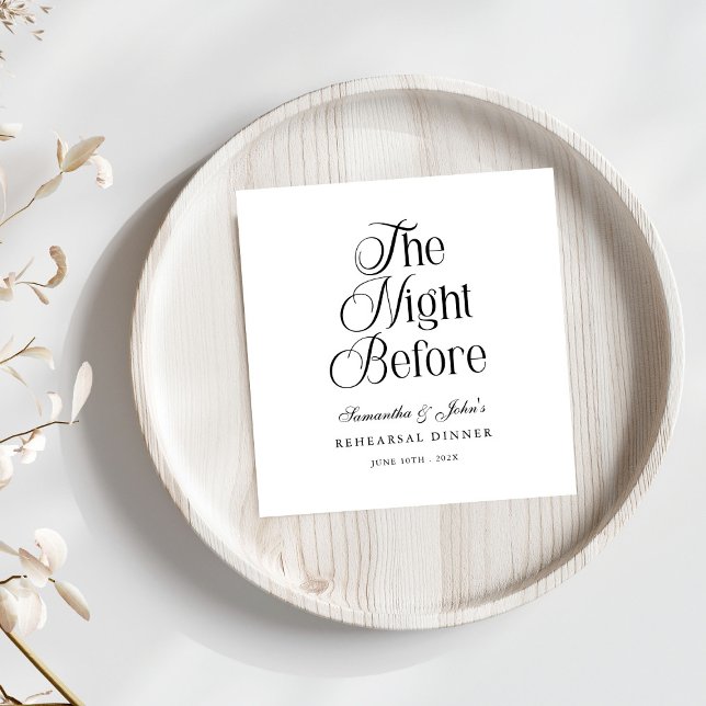 The Night Before Modern Elegant Rehearsal Dinner Napkin (Creator Uploaded)