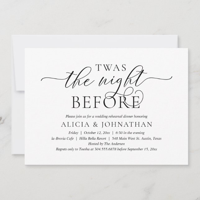 The Night Before, Modern Wedding Rehearsal Dinner Invitation (Front)