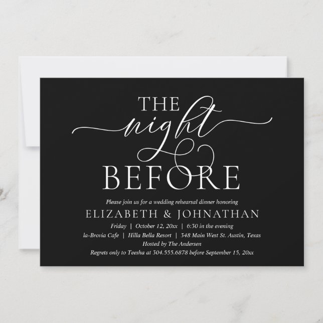 The Night Before, Modern Wedding Rehearsal Dinner  Invitation (Front)