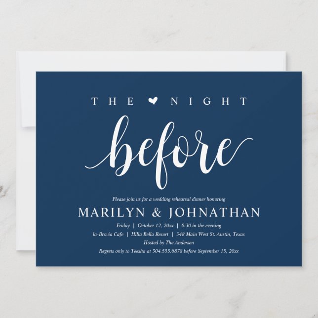 The Night Before, Modern Wedding Rehearsal Dinner Invitation (Front)