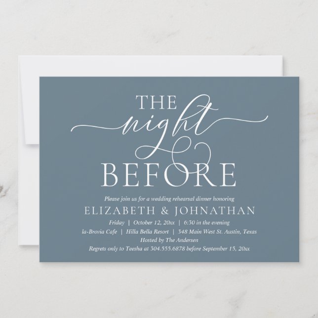 The Night Before, Modern Wedding Rehearsal Dinner  Invitation (Front)