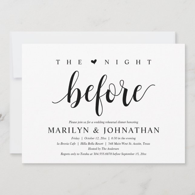 The Night Before, Modern Wedding Rehearsal Dinner Invitation (Front)