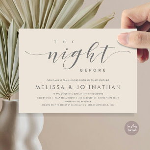 The Night Before, Modern Wedding Rehearsal Dinner  Invitation