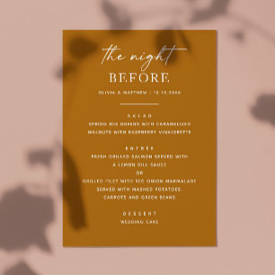The night before. Mustard fall rehearsal dinner Menu