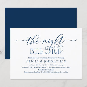 The Night Before, Navy Blue, Rehearsal Dinner Invitation