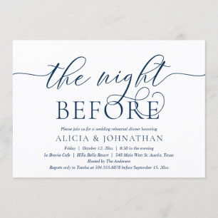 The Night Before, Navy Blue, Rehearsal Dinner Invitation