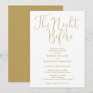 The Night Before Rehearsal Dinner Chic Gold Invitation