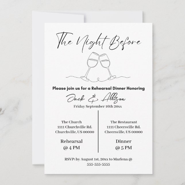 The Night Before Rehearsal Dinner Invitation (Front)