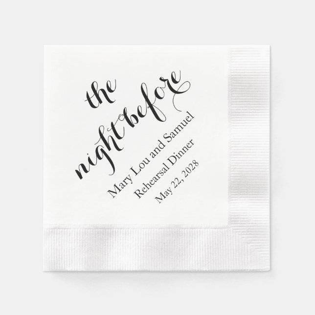 The Night Before Rehearsal Dinner Napkins Custom (Front)