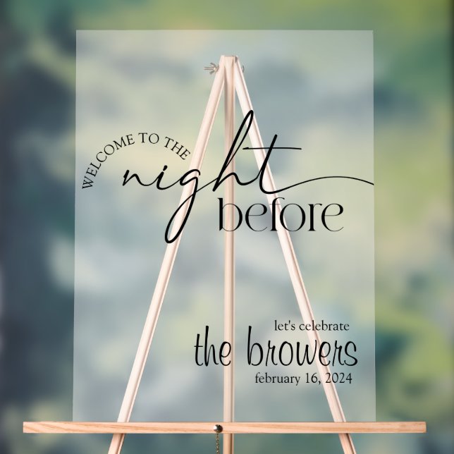 The night before, Rehearsal Dinner, Wedding  Acrylic Sign (Neutral)