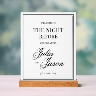 The Night Before Rehearsal Dinner Wedding Elegant Acrylic Sign
