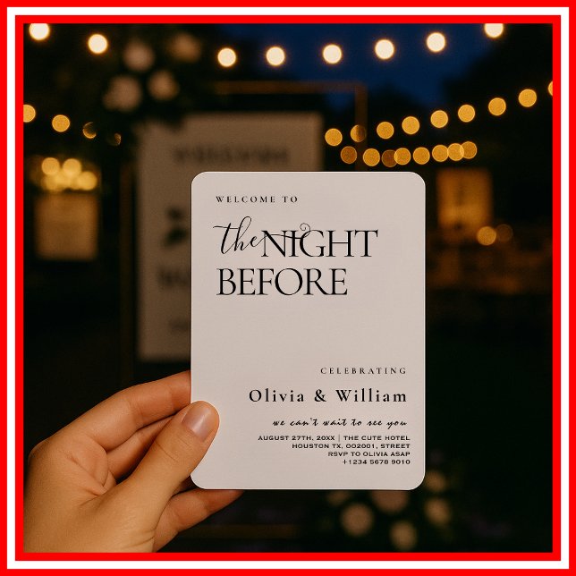 The Night Before Rehearsal Dinner Wedding Welcome  Invitation (Creator Uploaded)