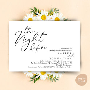 The Night Before Romantic Wedding Rehearsal Dinner Invitation