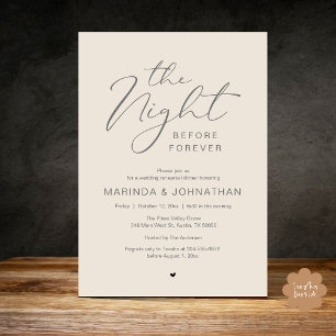 The Night Before Romantic Wedding Rehearsal Dinner Invitation