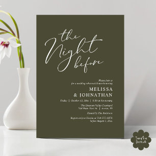 The Night Before Romantic Wedding Rehearsal Dinner Invitation