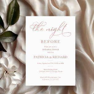 The Night Before Rose Gold Foil Rehearsal Dinner Invitation
