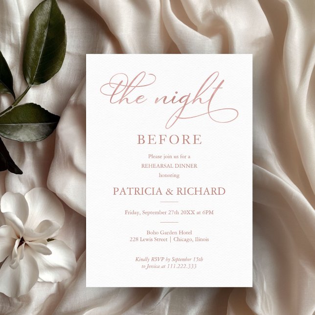The Night Before Rose Gold Foil Rehearsal Dinner Invitation (Creator Uploaded)