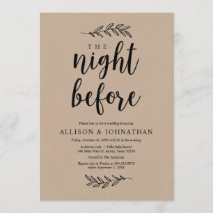 The night before, Rustic Kraft, Rehearsal Dinner Invitation