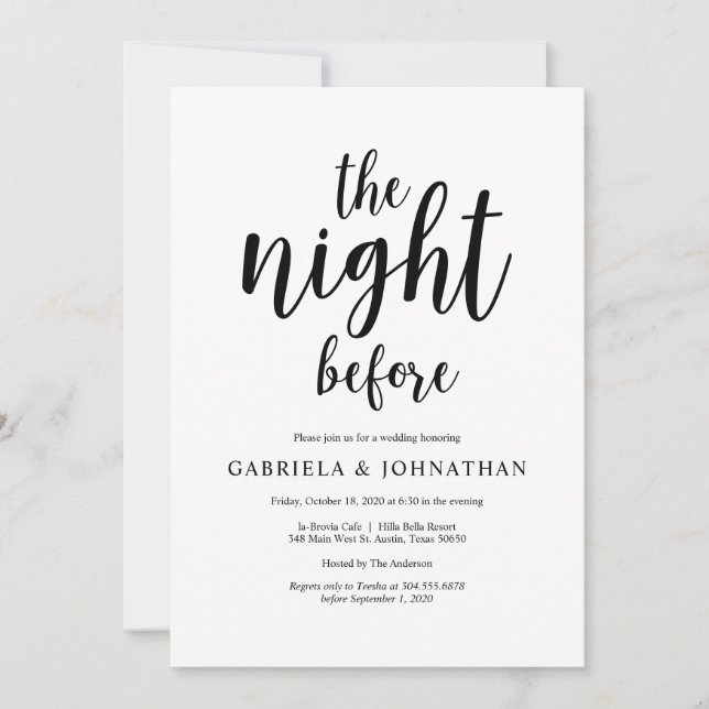 The night before, Rustic Wedding Rehearsal Dinner Invitation (Front)