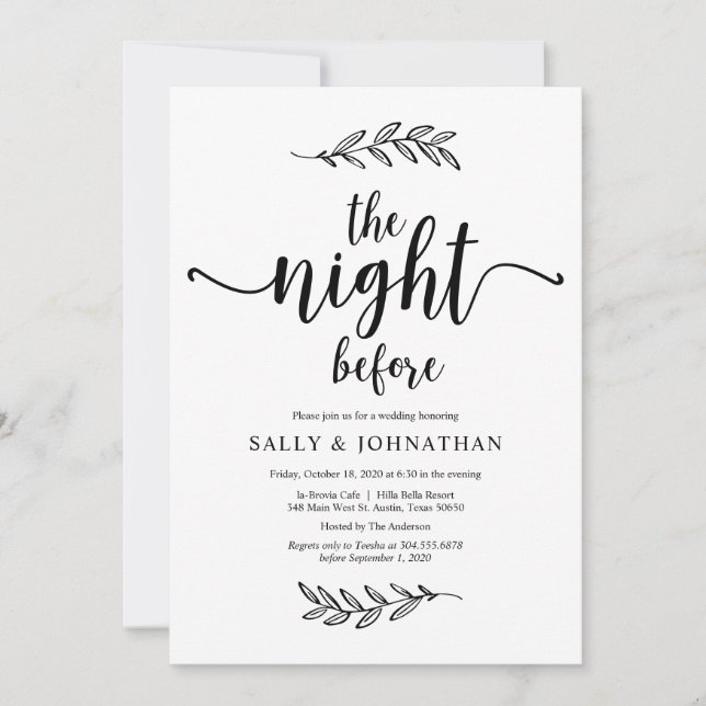 The night before, Rustic Wedding Rehearsal Dinner Invitation (Front)