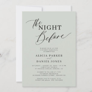 The night before sage green rehearsal dinner invitation