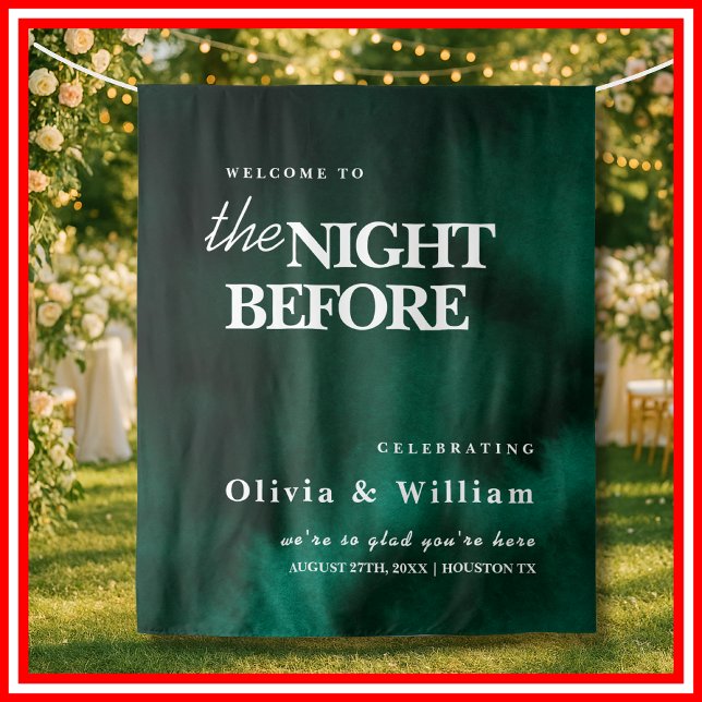 The Night Before Sign Emerald Green  Gold Backdrop Tapestry (Creator Uploaded)