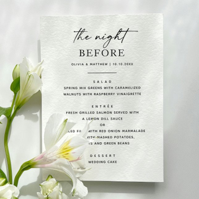 The night before. Simple wedding rehearsal dinner  Menu (Creator Uploaded)