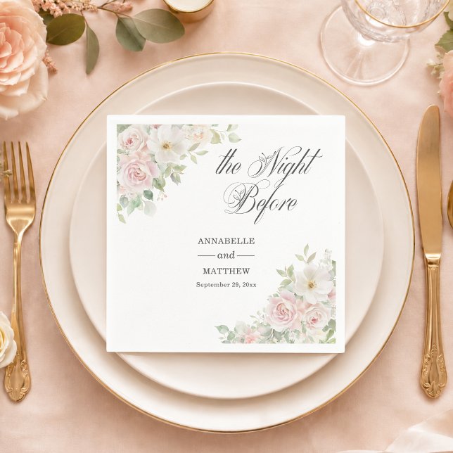 The Night Before Soft Blush Roses Wedding Napkin (Creator Uploaded)