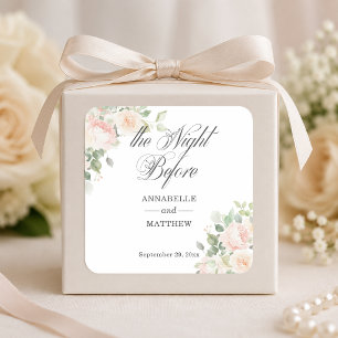 The Night Before Soft Blush Roses Wedding Square Sticker