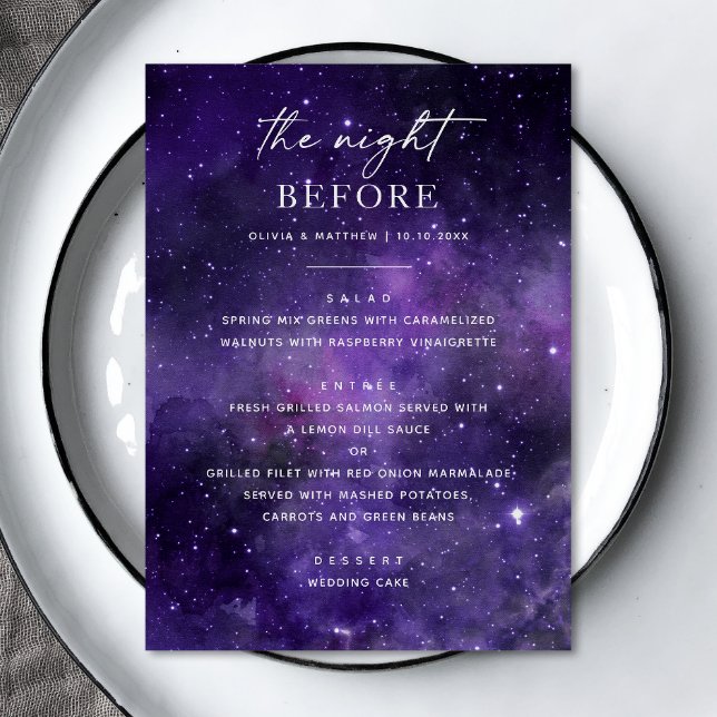 The night before. Space wedding rehearsal dinner Menu (Creator Uploaded)