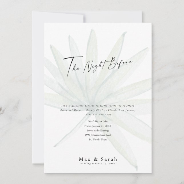The Night Before Tropical Wedding Rehearsal Dinner Invitation (Front)