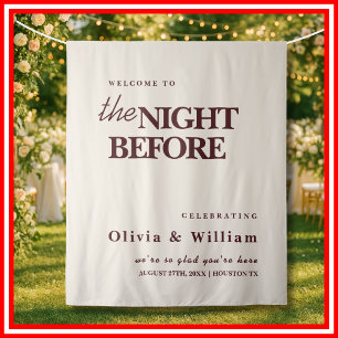 The Night Before Wedding Burgundy Backdrop Tapestry