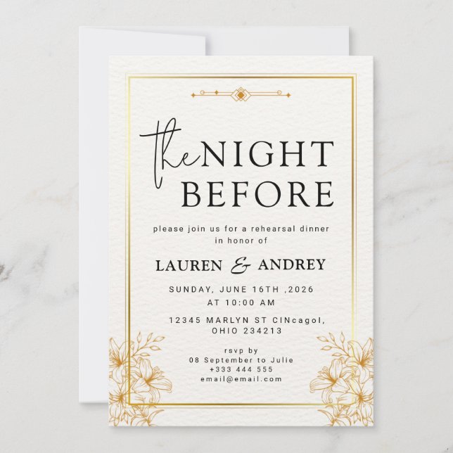 The Night Before Wedding Invitation (Front)