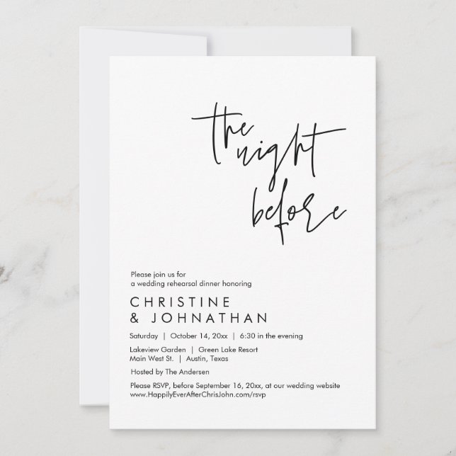 The Night Before, Wedding Rehearsal Dinner Invitation (Front)