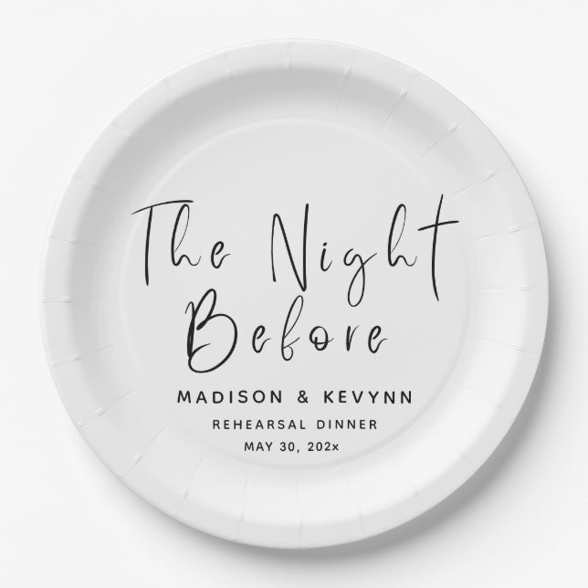 The Night Before Wedding Rehearsal Dinner  Paper Plate (Front)