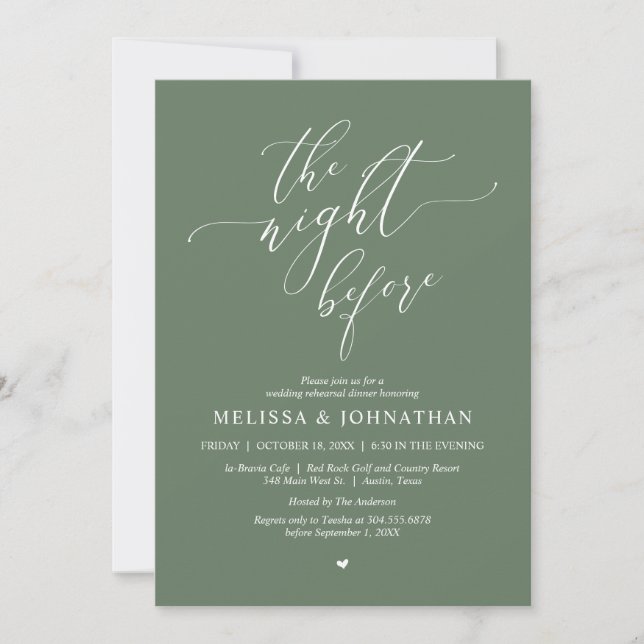 The Night Before, Wedding Rehearsal Dinner Party Invitation (Front)