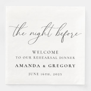 The Night Before Wedding Rehearsal Dinner Welcome  Napkin