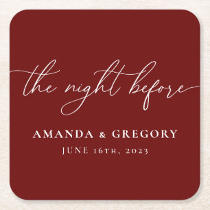 The Night Before Wedding Rehearsal Dinner Welcome  Square Paper Coaster