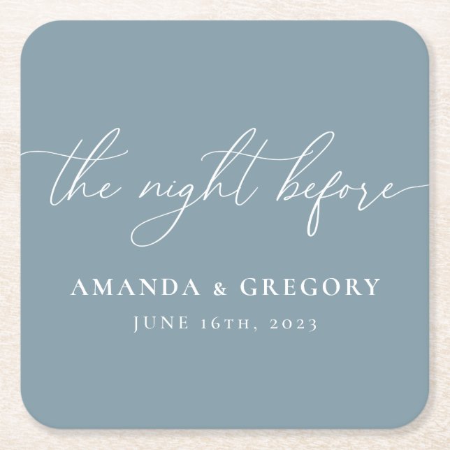 The Night Before Wedding Rehearsal Dinner Welcome  Square Paper Coaster (Front)