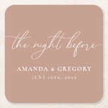 The Night Before Wedding Rehearsal Dinner Welcome  Square Paper Coaster<br><div class="desc">These coasters are the perfect touch for your rehearsal dinner.</div>